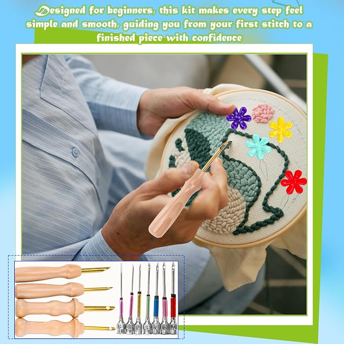 44 Pcs Punch Needle Embroidery Kit Punch Needle Kit Adult Beginner Punch Needle - Image 4