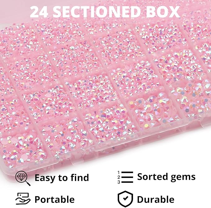 32000Pcs Pink Rhinestones for Bedazzling, Light Pink Assorted Sizes 2-6mm - Image 3