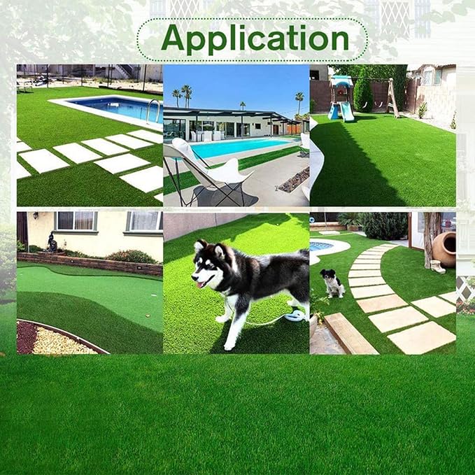 Artificial Grass Rug Outdoor Indoor 15FTX21FT Fake Grass Carpet Green Synthetic - Image 9