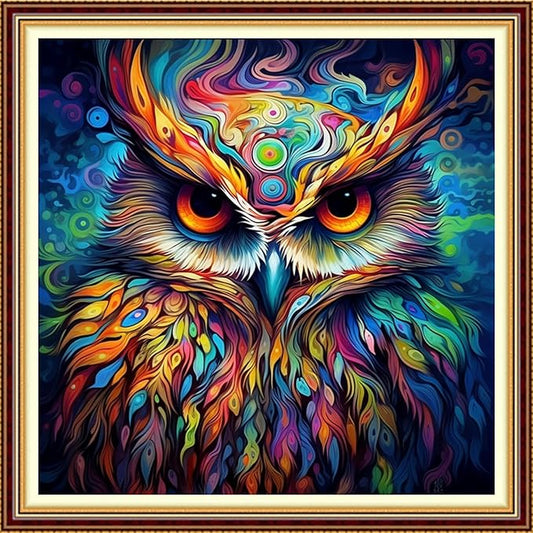 Funchey Stamped Cross Stitch Kits, DIY Cross Stitch Pattern for Adults Beginners Needlepoint Kits Embroidery Kit Arts and Crafts 11CT-Magic Owl 18x18 inch