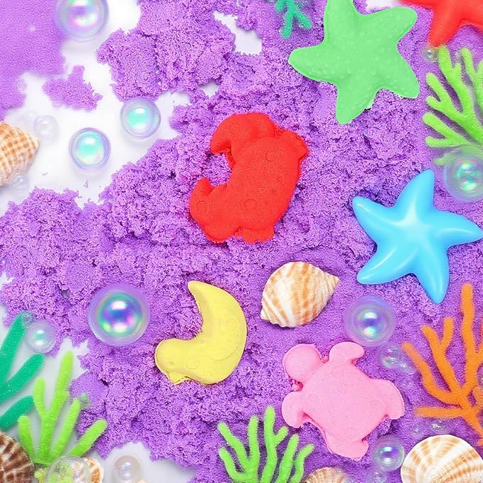 FURWEY Play Sand Set, with 17.6lbs of Colorful Sensory Sand, Plus 22 Tools & - Image 6