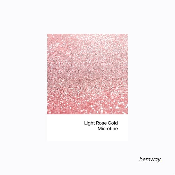 Hemway Polyurethane & Epoxy Resin Glitter 100g / 3.5oz Metallic Crystal Flake Additive for Flooring Jewelry Tumblers Glass Pigment - Microfine (1/256" 0.004" 0.1mm) - Light Rose Gold