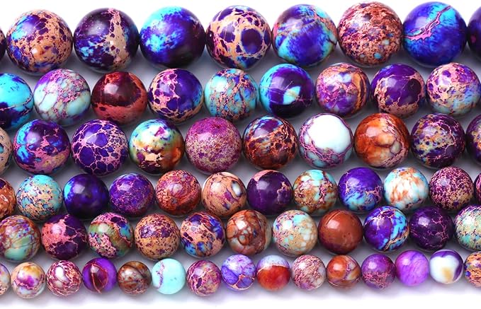 12MM 32PCS Natural Galaxy Sea Sediment Jasper Beads Gemstone Round Loose Spacer Stone Beads for Jewelry Making DIY Bracelet Necklace 15 Inch