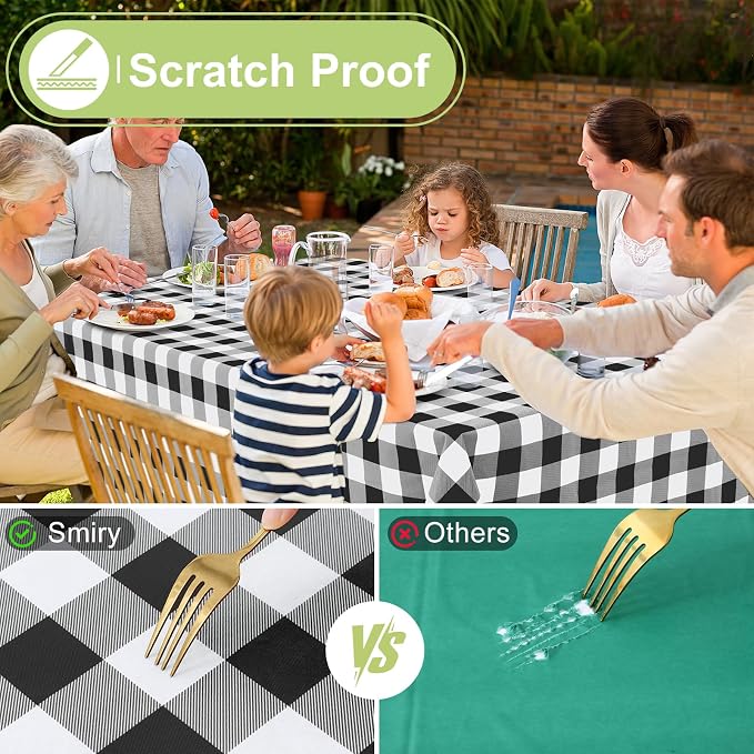 Smiry Rectangle Table Cloth, Waterproof Vinyl Tablecloths - Image 5