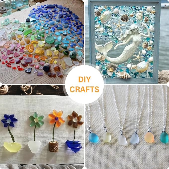QEQEKAKA Sea Glass Stones for Crafts About 0.5LB Glass Pebbles Gemstones Bulk - Image 2