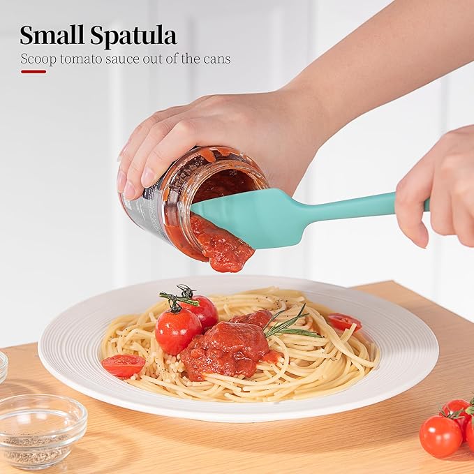 Heat Resistant Silicone Spatula Set of 4, Luxiwise 600ºF High Temp Baking Scraper Cooking Utensils Non-Stick BPA-Free for Seamless Mixing, Folding, Scraping with Rubber Kitchen Essentials (Multi-5)