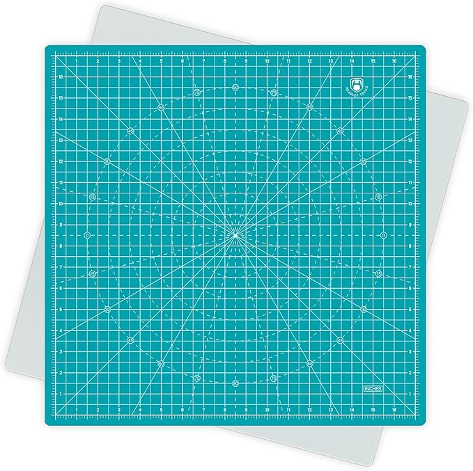 Headley Tools 17"x17" Rotating Cutting Mat, Self Healing Mat with 360-Degree Rotation & Anti-Slip Base, Sewing Board Cutting Mat Perfect for Fabric Quilting Leather Hobby Project, Turquoise