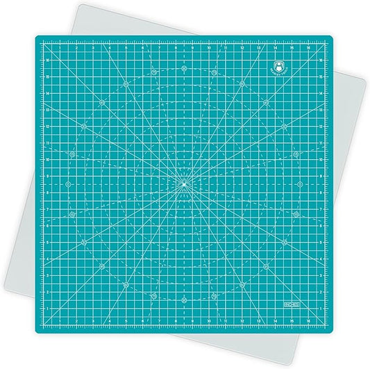 Headley Tools 17"x17" Rotating Cutting Mat, Self Healing Mat with 360-Degree Rotation & Anti-Slip Base, Sewing Board Cutting Mat Perfect for Fabric Quilting Leather Hobby Project, Turquoise