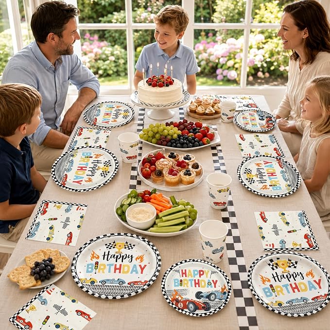 168Pcs Retro Race Car Birthday Party Decoration - Image 6