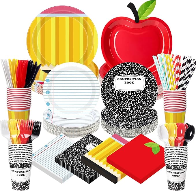 450 Pcs Preschool Kindergarten Back to School Tableware Set Decorations Apple by Unknown