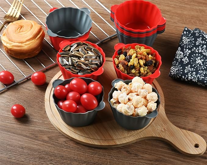 12 Pack Reusable Non-stick Large Silicone Baking Cups, 3.54 Inch Jumbo Silicone - Image 4