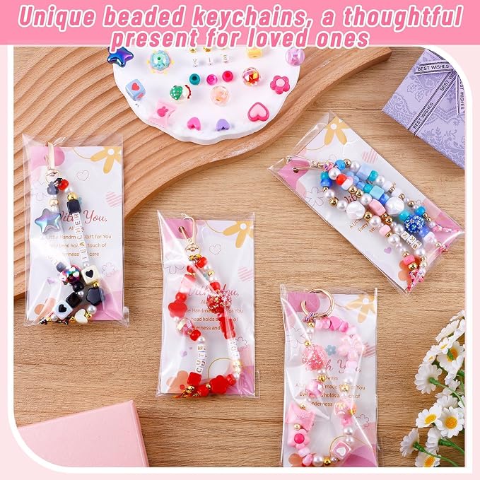 Wurosi 865 Pcs Bead Keychain Kit, DIY Bead Keychain Making Kit, Bag Charm Kit - Image 6