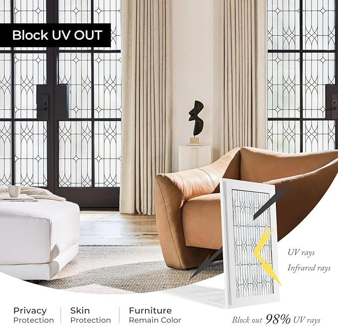 ADD.HERES Window Privacy Film, Stained Glass Decorative Static Cling, Removable - Image 3