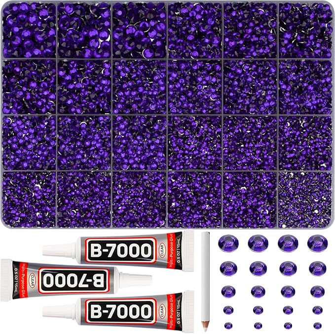 31000Pcs Purple Rhinestones for Bedazzling, Flat Back Resin Diamond Crystal by Worthofbest