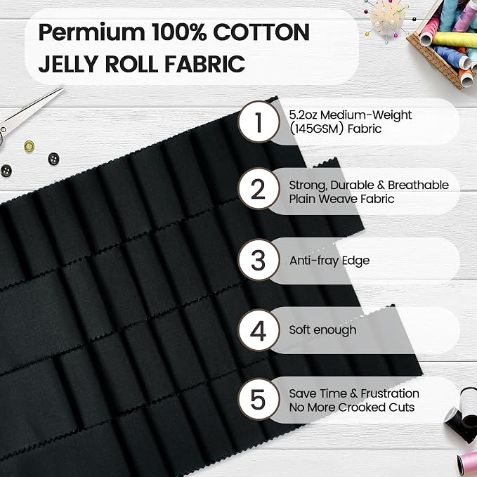 Craftido-20 Options-100% Cotton Jelly Roll Fabric Precut Strips - Image 5