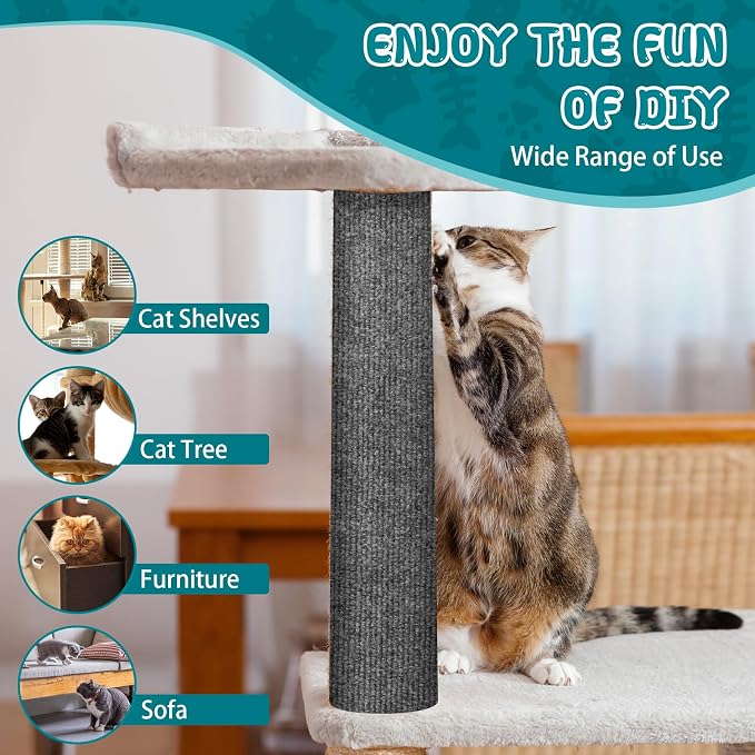 Climbing Cat Scratcher Mat Trimmable Cat Scratching Post Carpet 78.7'' x15.8'' - Image 6