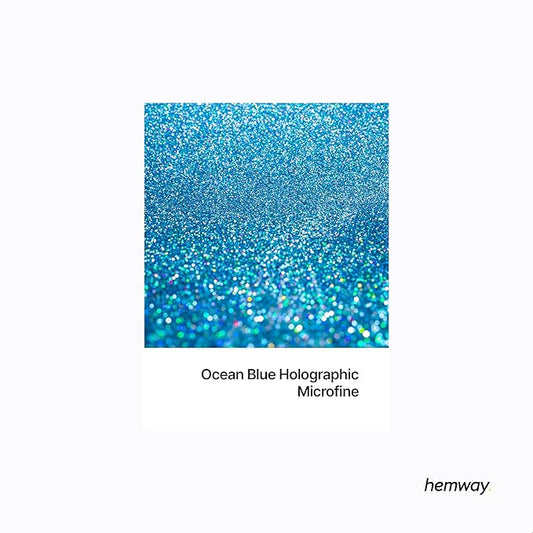 Hemway Polyurethane & Epoxy Resin Glitter 100g / 3.5oz Metallic Crystal Flake Additive for Flooring Jewelry Tumblers Glass Pigment - Microfine (1/256" 0.004" 0.1mm) - Ocean Blue Holographic