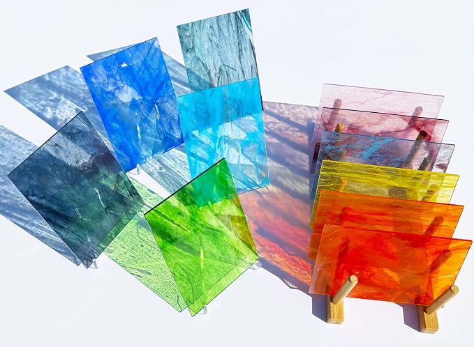 LITMIND 12 Sheets Streaky Transparent Stained Glass Pack – Mystic Wispy Rainbow - Image 2