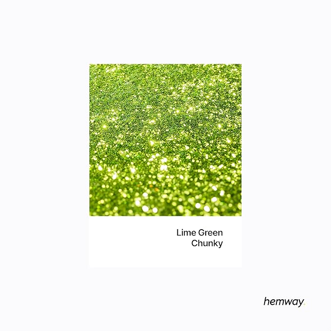 Hemway Polyurethane & Epoxy Resin Glitter 100g / 3.5oz Metallic Crystal Flake Additive for Flooring Jewelry Tumblers Glass Pigment - Chunky (1/40" 0.025" 0.6mm) - Lime Green