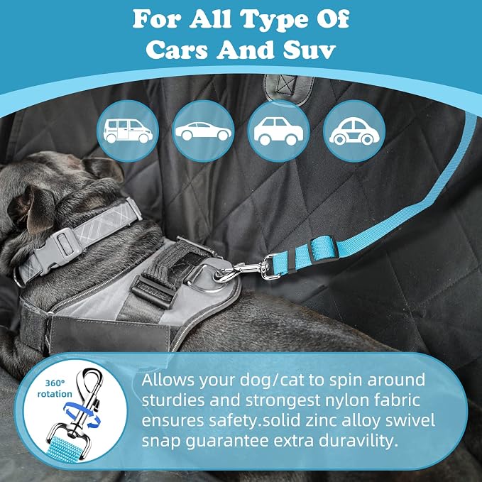 BWOGUE Pet Dog Cat Seat Belts, Car Headrest Restraint Adjustable Safety Leads - Image 5