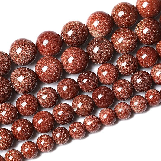 61pcs 6mm Natural Gold Sandstone Beads Gemstone Round Loose Beads for Jewelry Making DIY Bracelet Necklace 15“