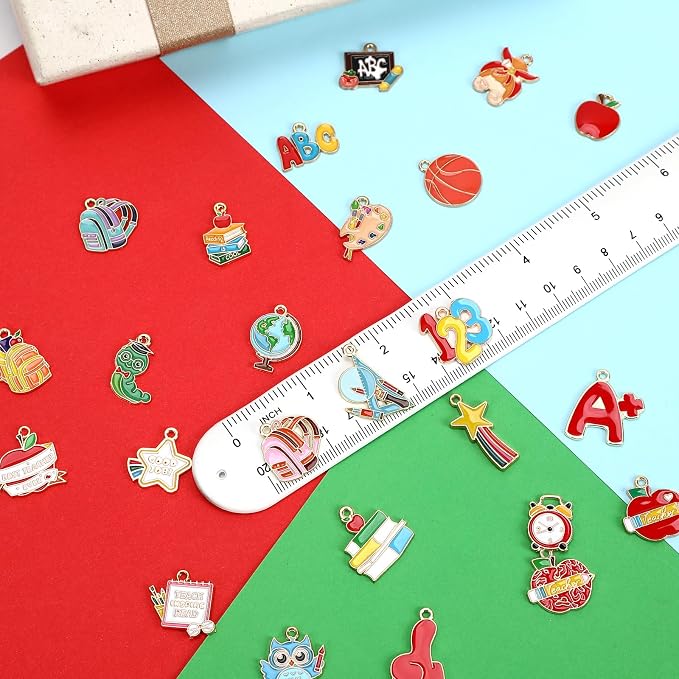 SANNIX 110 Pieces School Themed Charms Bulk, Teacher Jewelry DIY Craft Supplies - Image 3