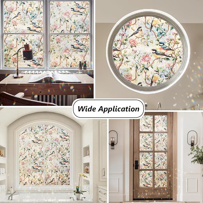 Window Privacy Film Stained Glass 45.2" x 78.7" Rainbow | Static cling – no glue - Image 6