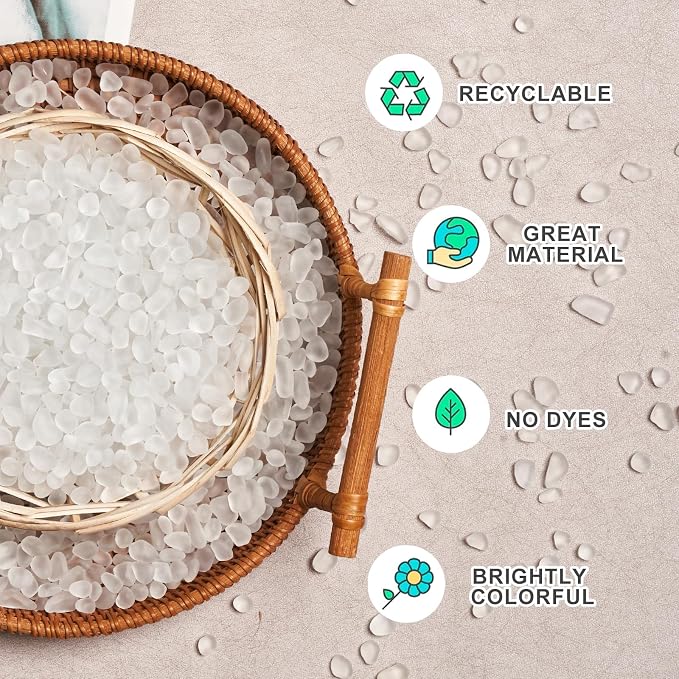 QEQEKAKA Sea Glass Stones for Crafts About 2.75LB White Glass Pebbles Gemstones - Image 3