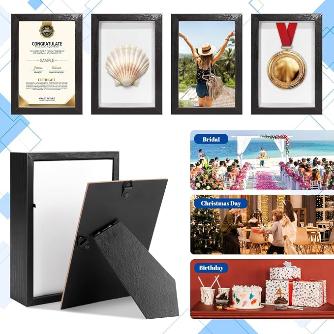 VOKOY 5 Pack 4" x 6" Shadow Box Frame, Small Wood Hollow Picture Frame - Image 5