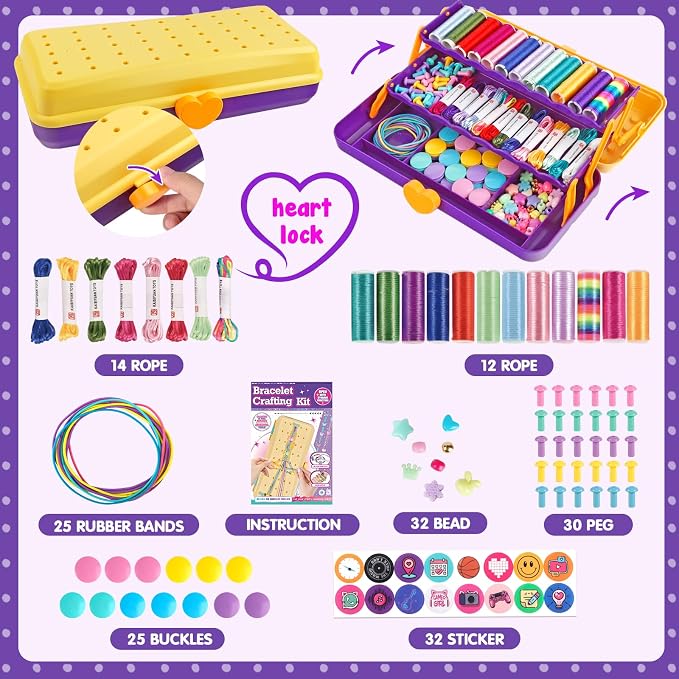TingingYuli Friendship Bracelet Making Kit, 3-Layer Storage Box, Gift 6-12 | - Image 2