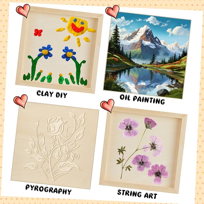 Barydat 1 Pack Wood Canvas Board 8 x 8 Inch Unfinished Wood Canvas Wooden Panel - Image 6