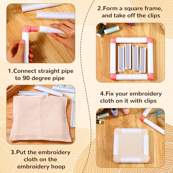 Janinka Embroidery Hoop 3 Pcs Cross Stitch Hoops and Frames White Rectangular - Image 4