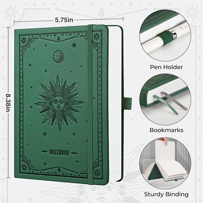 EMSHOI Lined Journal Notebook, 320 Numbered Pages, A5 Size | Leather Hardcover - Image 5
