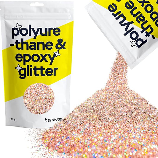 Hemway Polyurethane & Epoxy Resin Glitter 100g / 3.5oz Metallic Crystal Flake Additive for Flooring Jewelry Tumblers Glass Pigment - Fine (1/64" 0.015" 0.4mm) - Rose Gold Holographic