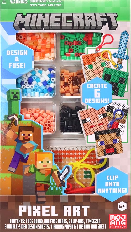 Tara Toys Minecraft Pixel Art Bead Kit Activity, 800 Beads | Templates & by TaraToys