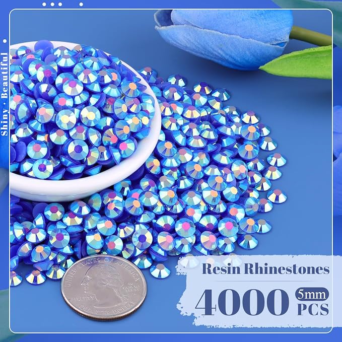 4000PCS 5mm Resin Jelly Rhinestones in Bulk, Bedazzling Flatback Crystals - Image 2