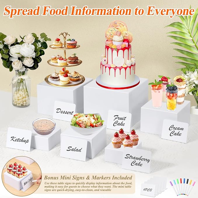 6 Pcs White Acrylic Buffet Risers - Image 8