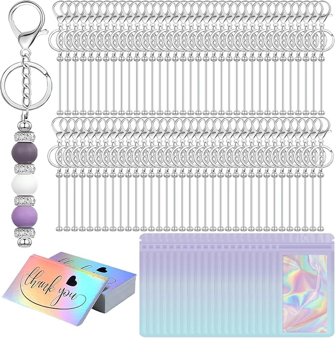 42/84/126 Pcs Beadable Keychain Bars Bulk Blank DIY Beaded Keychain Making by Unknown
