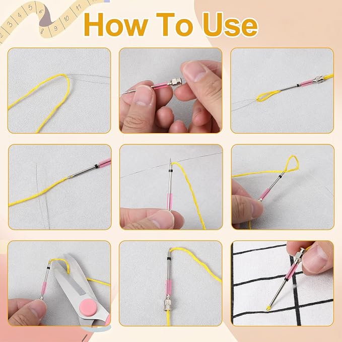 12PCS Punch Needle Kit, Adjustable Punch Needle Tool, Wooden Handle Embroidery - Image 5