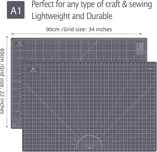 Headley Tools Thickened 24 x 36 Inch Self Healing Cutting Mat, Durable A1 Double Sided 5-Layer Craft Cutting Board for Fabric, Quilting, Sewing, Hobby, Scrapbooking, Arts and Crafts Project, Dark Gray
