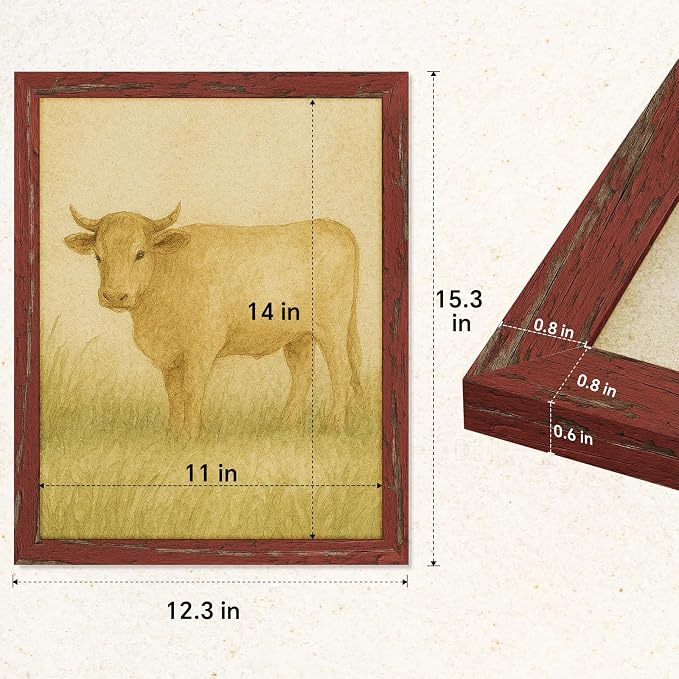 puthiac 11x14 Rustic Farmhouse Picture Frame, Barn Red, 1 Pack | Distressed MDF - Image 5