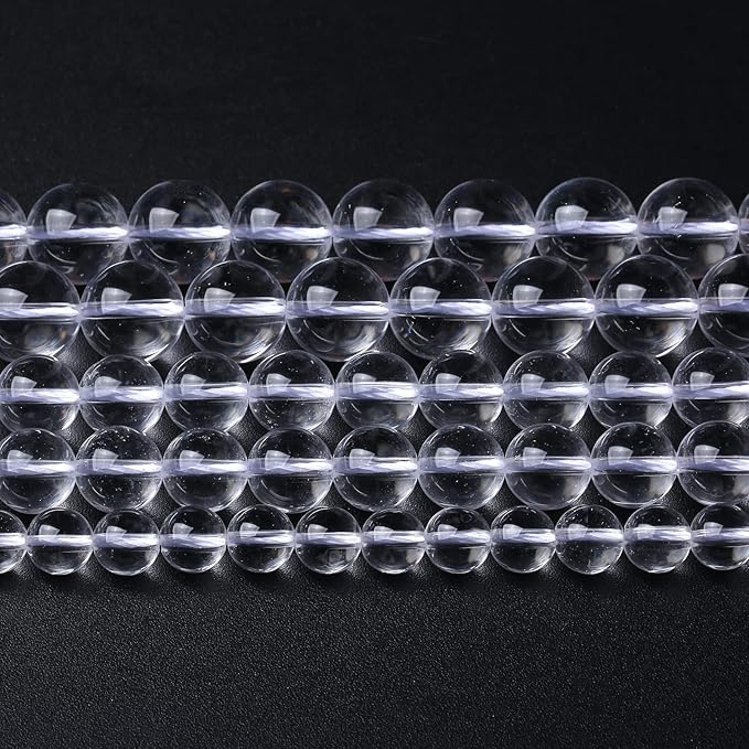 AAAAA Natural Clear White Crystal Quartz Beads Round Loose Spacer Beads for Jewelry Making DIY Bracelets Crystal Energy Healing Power Stone 45pcs 8mm 15 Inch