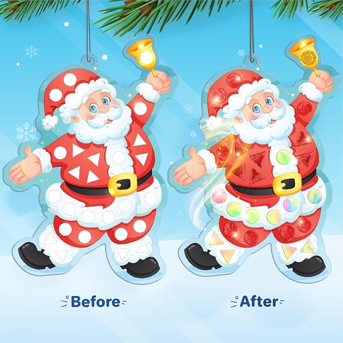 Imagimake Mirror Mosaic Christmas Kids Art Set | DIY Craft Kit | Foil Stickers - Image 3