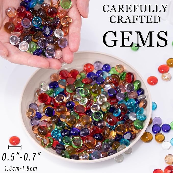 100PCS Mini Glass Gems, Mixed Colour Mancala Stones Flat Bottom Marble Beads - Image 2
