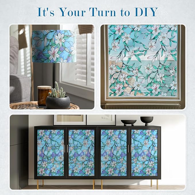 rabbitgoo Stained Glass Window Privacy Film, 23.6" X 78.7" | Anti UV Heat - Image 9