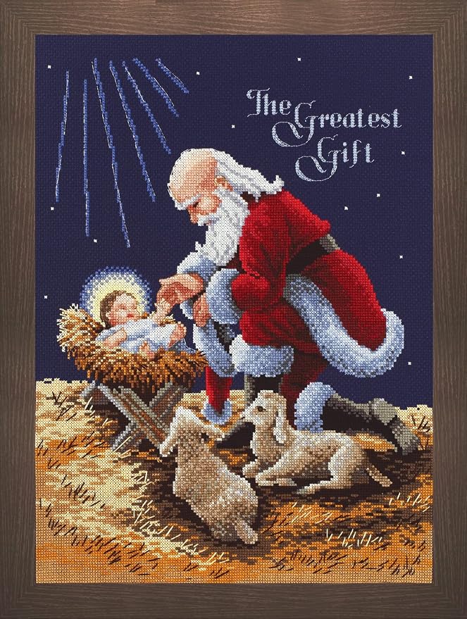 Janlynn Counted Cross Stitch Kit, Kneeling Santa Navy by Janlynn
