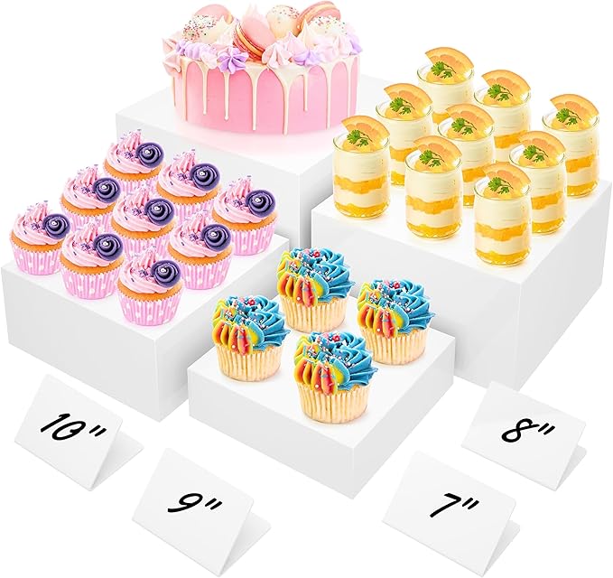 10” Large Buffet Risers with Mini Signs, Table Risers, Buffet Risers and Stands by Unknown
