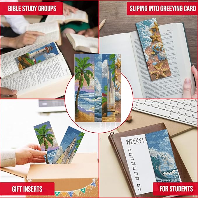 5 Pack Beach Scenery Cross Stitch Bookmark Kit - Image 3