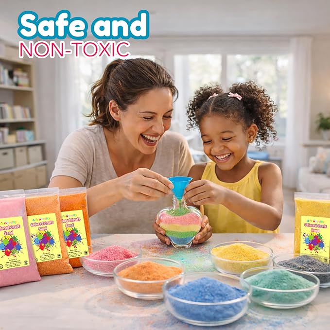 4E's Novelty 12 Lbs Colored Craft Sand -15 Colors, 0.8 lb Bags, Non-Toxic Fine - Image 3