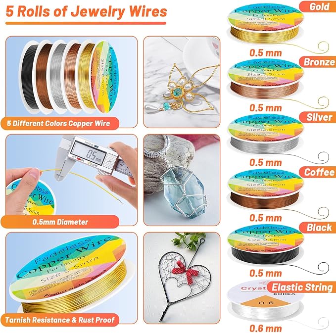 Audab Jewelry Wire Wrapping Jewelry Making Supplies Kit, Ring Sizer Measuring - Image 4